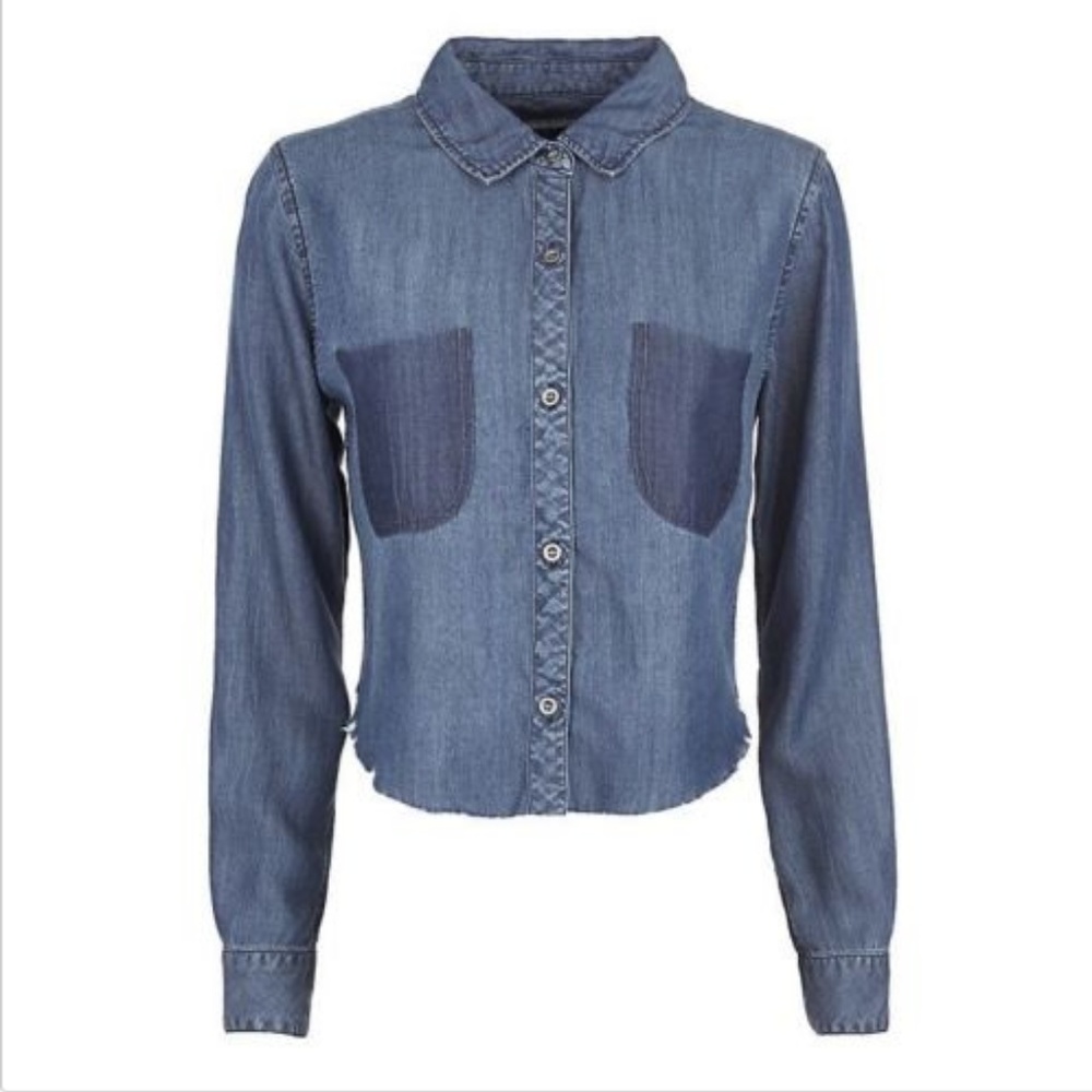 Rails Raw Hem Button Down Chambray Shirt - image 6